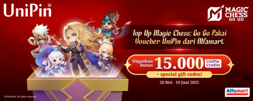 Beli Voucher UniPin di Alfamart Bisa Dapetin Bonus 15rb UniPin Credits dan Special Gift Codes Magic Chess: Go Go!!
